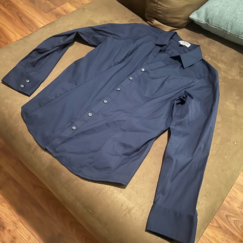 Express Navy Blue Button Down - Picture 3 of 4